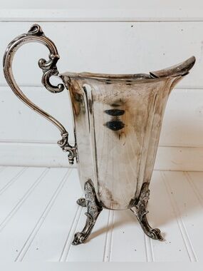 Antique Vintage Silver Plate Footed Pitcher Victorian Style